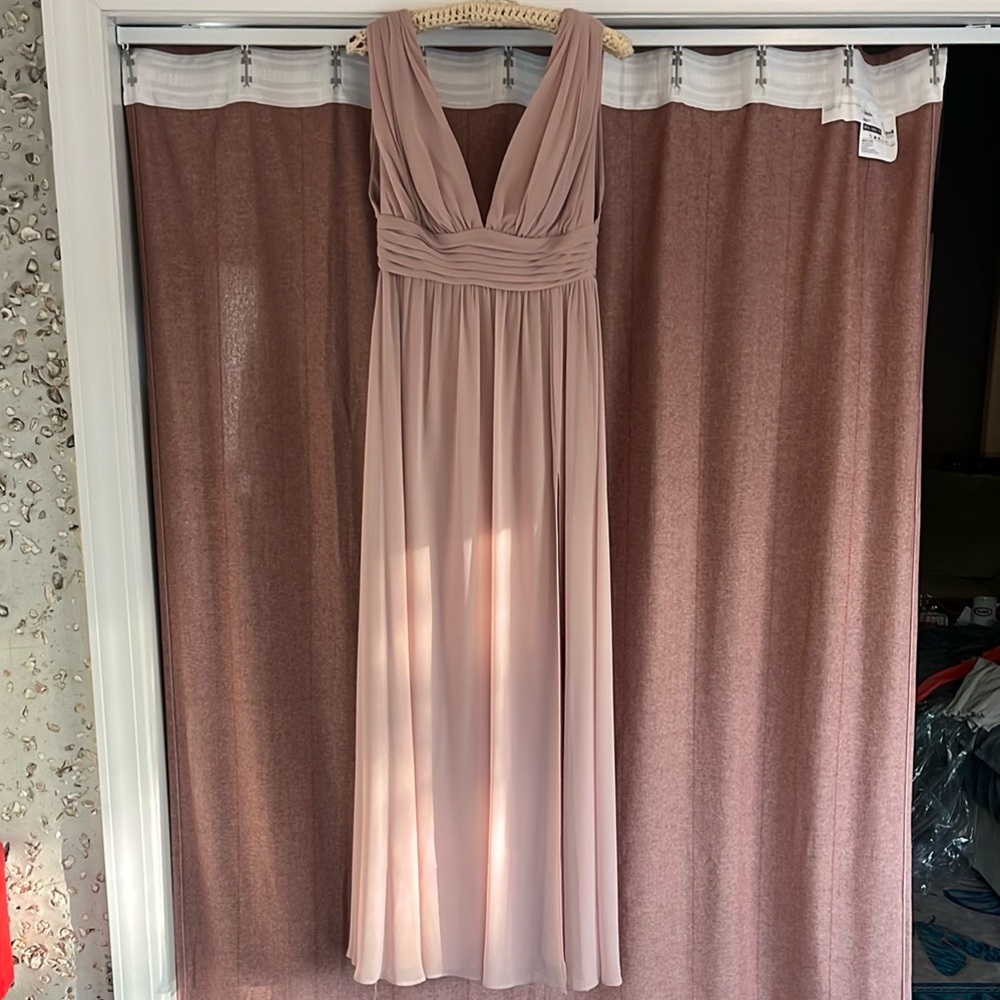 Blush levkoff bridesmaid dress